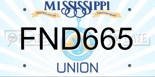 FND665 Mississippi License Plate