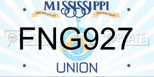 FNG927 Mississippi License Plate