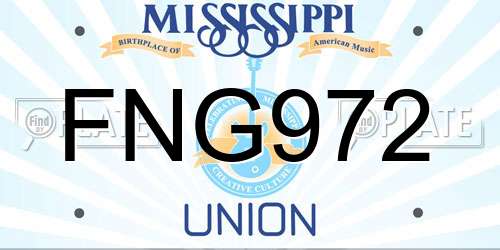 FNG972 Mississippi License Plate
