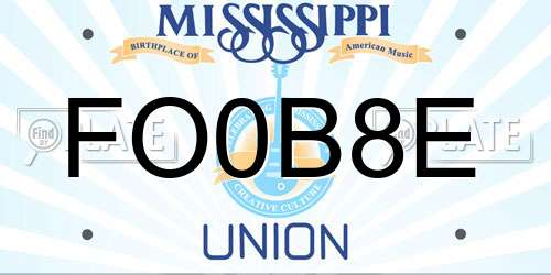 FO0B8E Mississippi License Plate