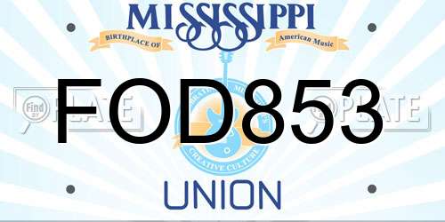 FOD853 Mississippi License Plate
