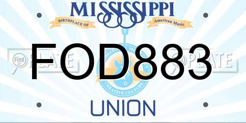 FOD883 Mississippi License Plate