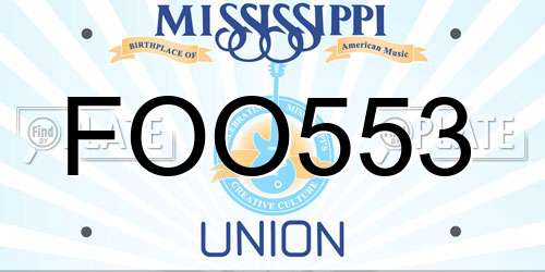 FOO553 Mississippi License Plate