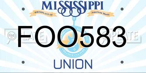 FOO583 Mississippi License Plate