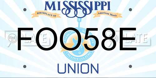 FOO58E Mississippi License Plate