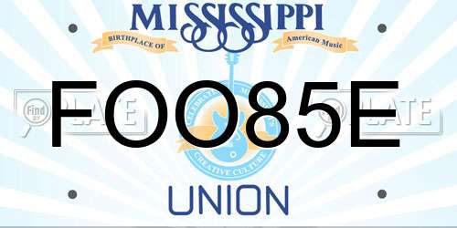 FOO85E Mississippi License Plate