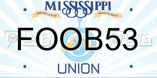 FOOB53 Mississippi License Plate