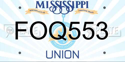 FOQ553 Mississippi License Plate