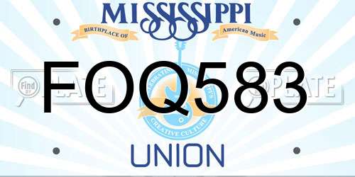FOQ583 Mississippi License Plate