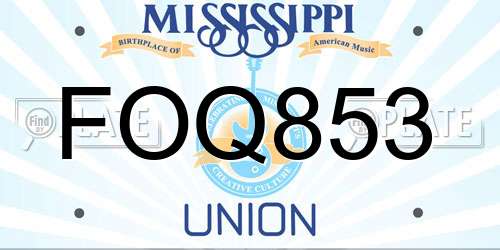 FOQ853 Mississippi License Plate
