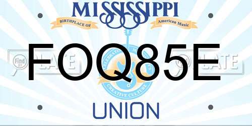 FOQ85E Mississippi License Plate