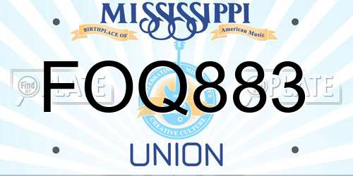 FOQ883 Mississippi License Plate