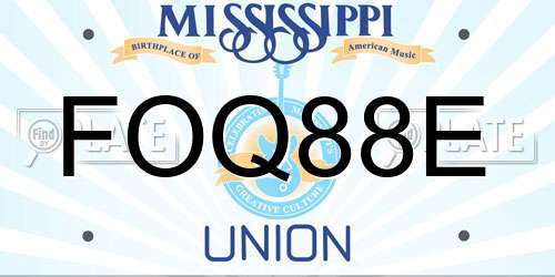 FOQ88E Mississippi License Plate