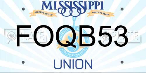 FOQB53 Mississippi License Plate