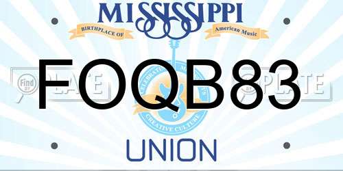 FOQB83 Mississippi License Plate