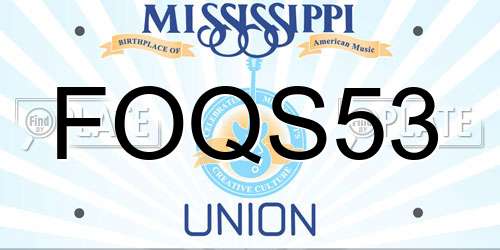 FOQS53 Mississippi License Plate