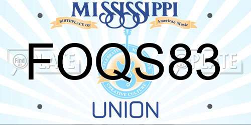 FOQS83 Mississippi License Plate