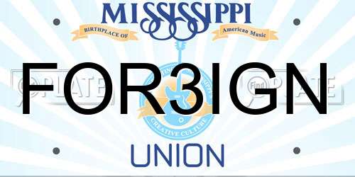 FOR3IGN Mississippi License Plate