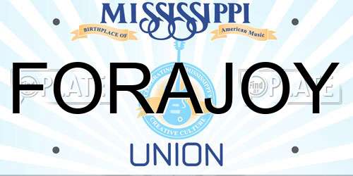 FORAJOY Mississippi License Plate