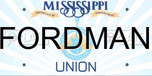 FORDMAN Mississippi License Plate