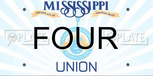 FOUR Mississippi License Plate