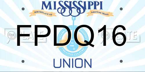 FPDQ16 Mississippi License Plate