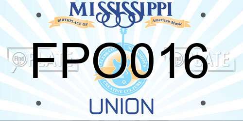 FPO016 Mississippi License Plate