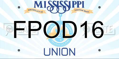 FPOD16 Mississippi License Plate