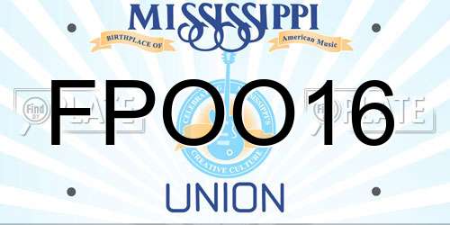 FPOO16 Mississippi License Plate