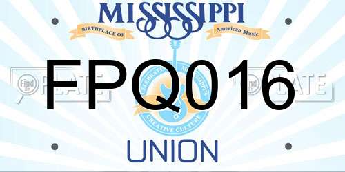 FPQ016 Mississippi License Plate