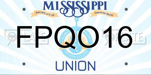 FPQO16 Mississippi License Plate