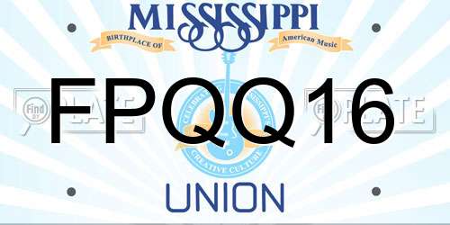 FPQQ16 Mississippi License Plate