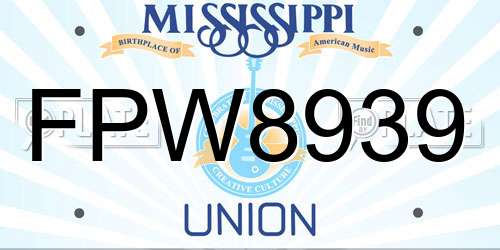 FPW8939 Mississippi License Plate