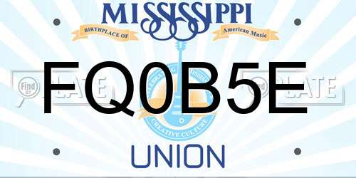 FQ0B5E Mississippi License Plate