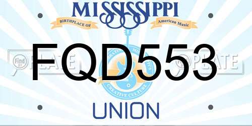 FQD553 Mississippi License Plate