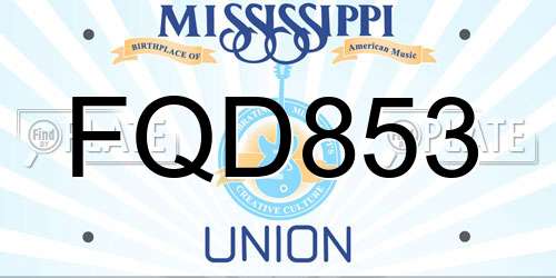 FQD853 Mississippi License Plate
