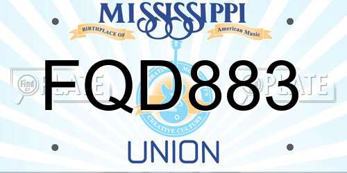 FQD883 Mississippi License Plate