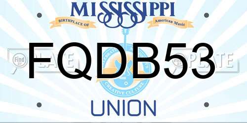 FQDB53 Mississippi License Plate