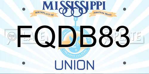 FQDB83 Mississippi License Plate