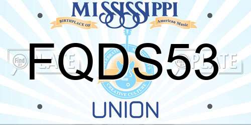 FQDS53 Mississippi License Plate