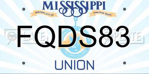 FQDS83 Mississippi License Plate