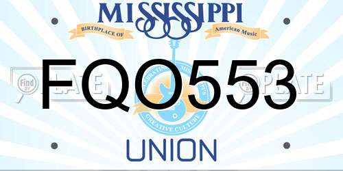 FQO553 Mississippi License Plate