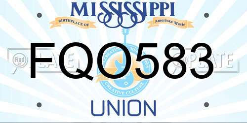 FQO583 Mississippi License Plate