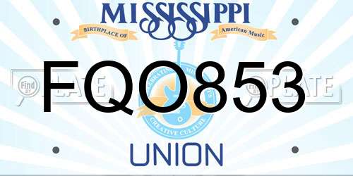 FQO853 Mississippi License Plate