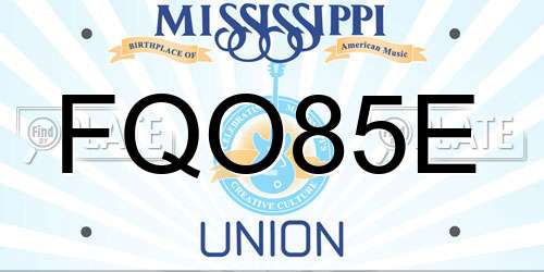 FQO85E Mississippi License Plate