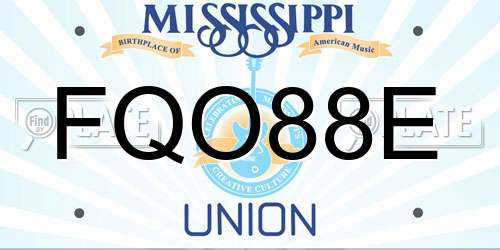 FQO88E Mississippi License Plate
