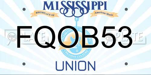 FQOB53 Mississippi License Plate