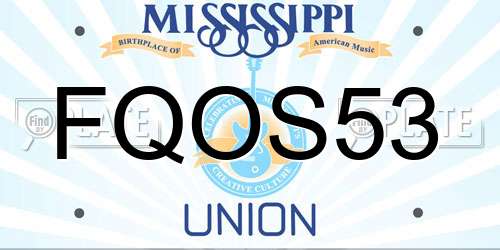 FQOS53 Mississippi License Plate