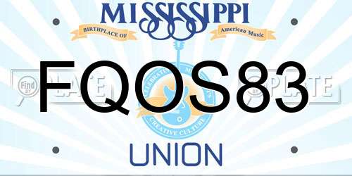 FQOS83 Mississippi License Plate