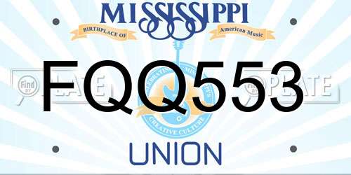 FQQ553 Mississippi License Plate
